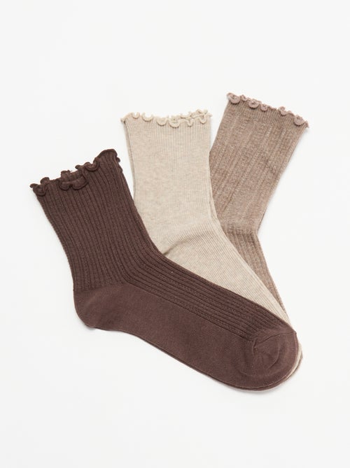 Pack de 3 pares de calcetines de punto calado - Kiabi Pack de 3 pares de calcetines de punto calado - Kiabi