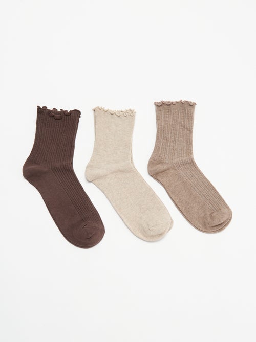 Pack de 3 pares de calcetines de punto calado - Kiabi Pack de 3 pares de calcetines de punto calado - Kiabi