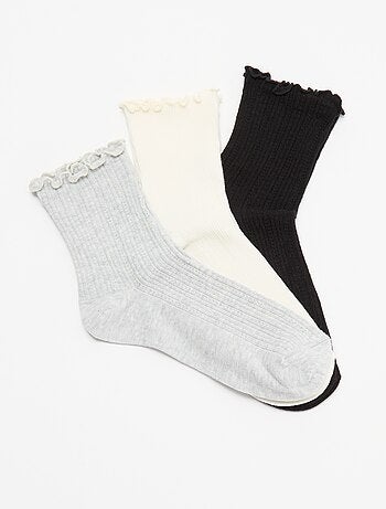Pack de 3 pares de calcetines de punto calado