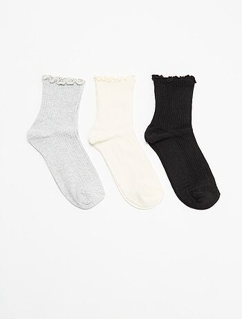 Pack de 3 pares de calcetines de punto calado