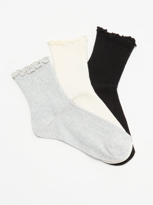 Pack de 3 pares de calcetines de punto calado - Kiabi Pack de 3 pares de calcetines de punto calado - Kiabi