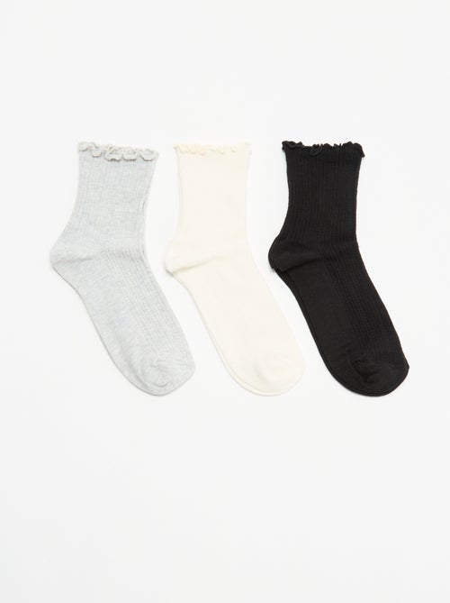 Pack de 3 pares de calcetines de punto calado - Kiabi Pack de 3 pares de calcetines de punto calado - Kiabi