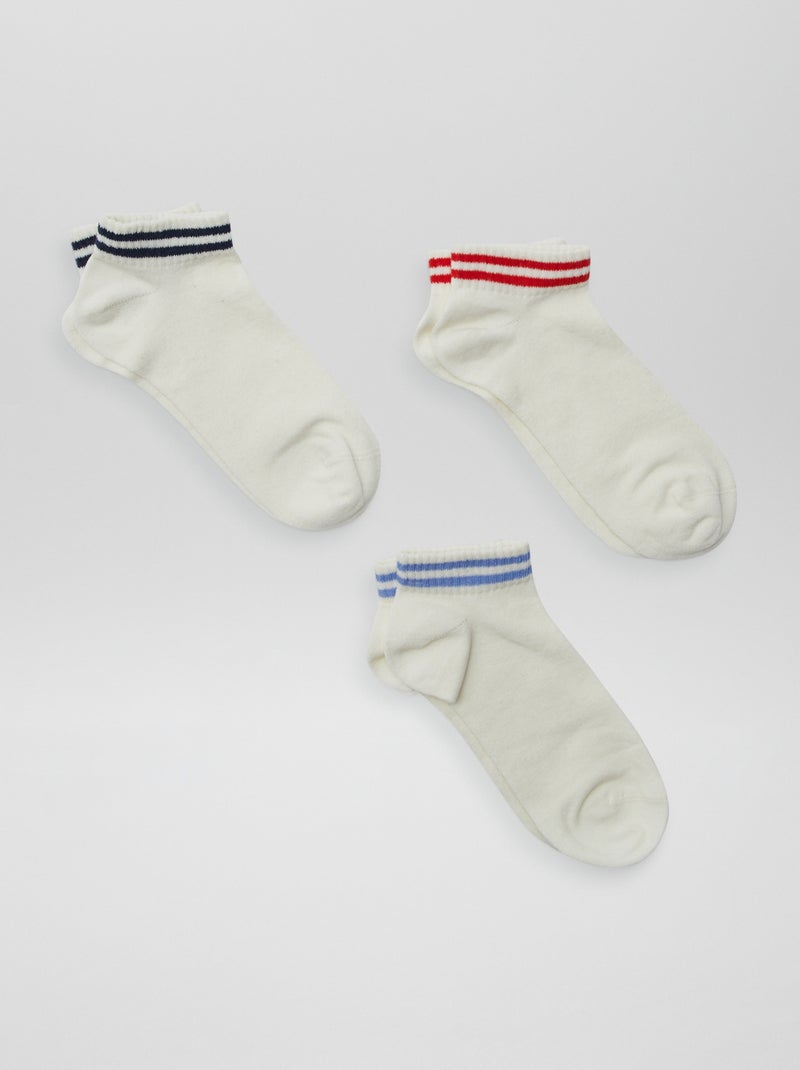 Pack de 3 pares de calcetines de rayas BLANCO - Kiabi