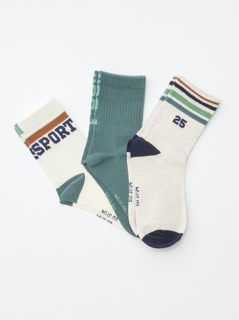 Pack de 3 pares de calcetines de tennis Gris - Kiabi