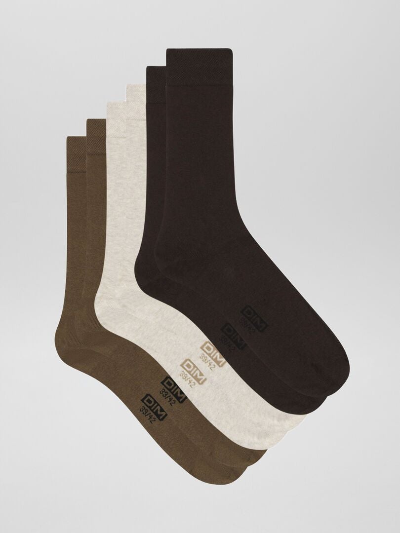Pack de 3 pares de calcetines 'DIM' BEIGE - Kiabi