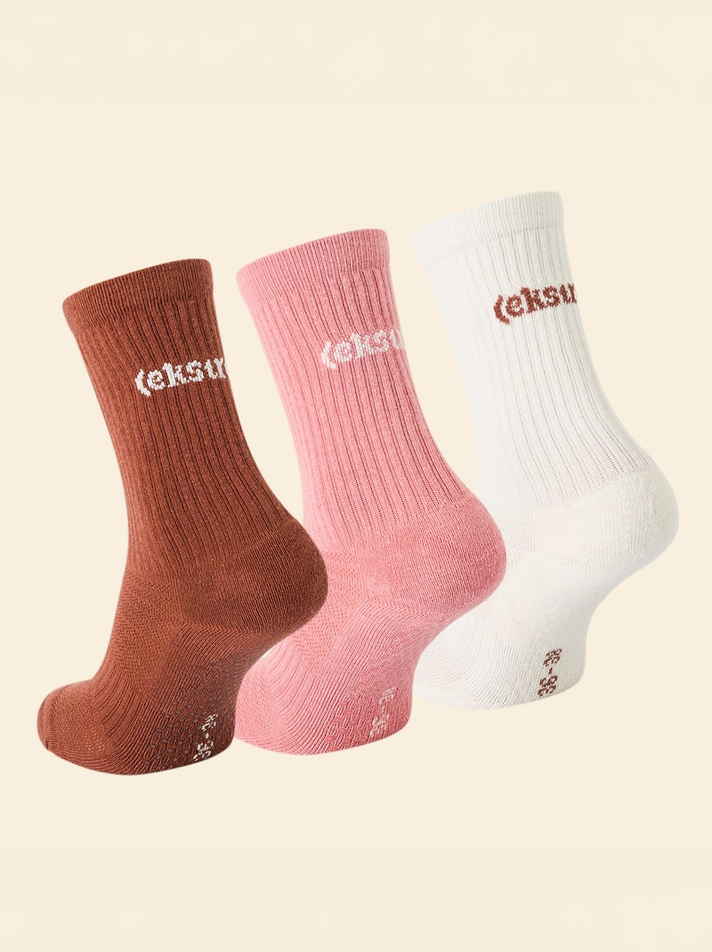 Pack de 3 pares de calcetines (ekstract) antideslizantes de algodón Marron - Kiabi