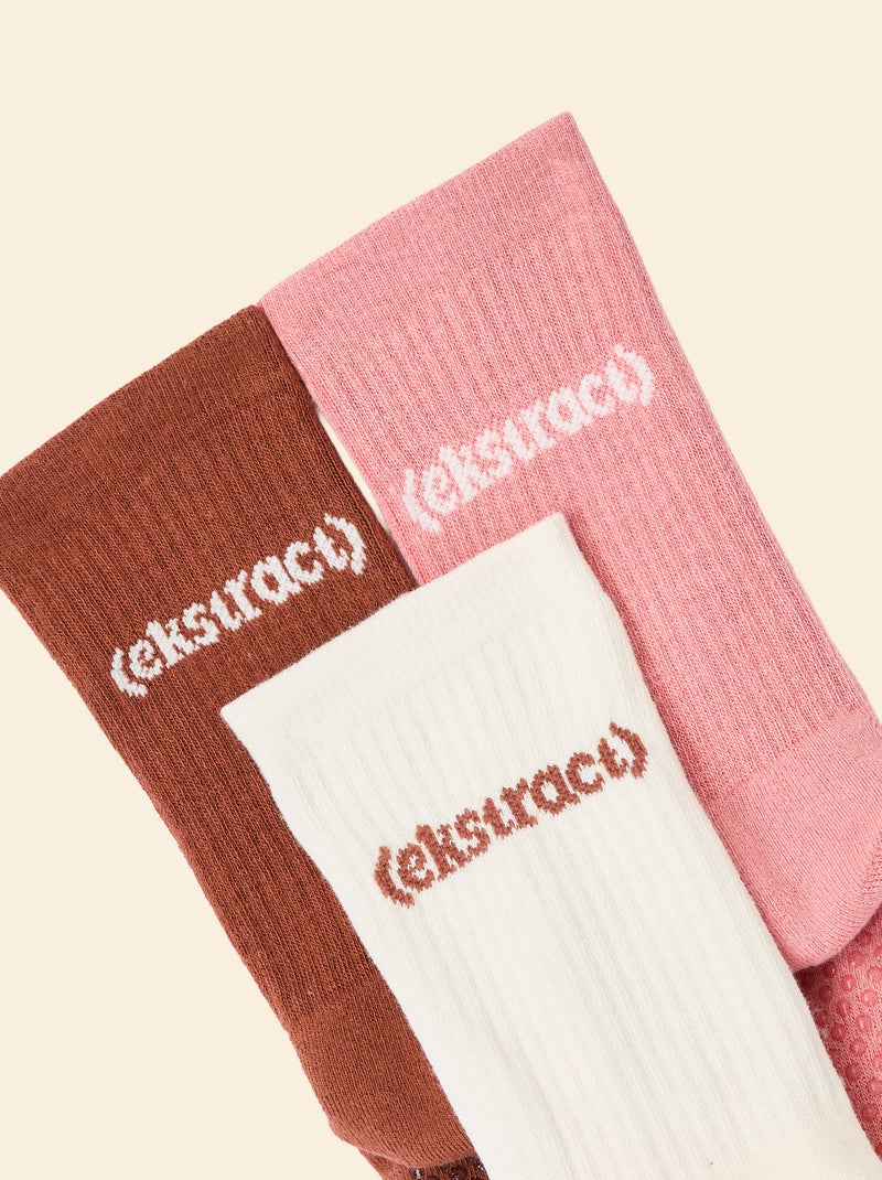 Pack de 3 pares de calcetines (ekstract) antideslizantes de algodón Marron - Kiabi