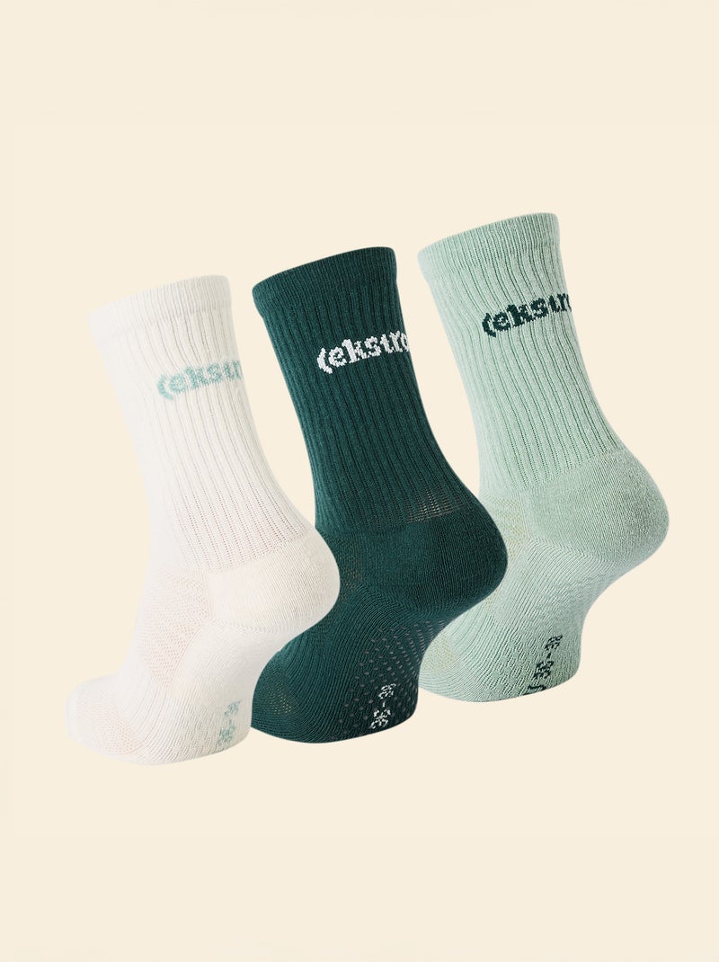 Pack de 3 pares de calcetines (ekstract) antideslizantes de algodón Verde - Kiabi