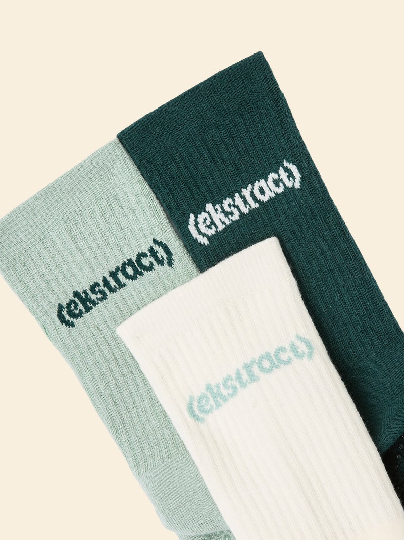 Pack de 3 pares de calcetines (ekstract) antideslizantes de algodón Verde - Kiabi