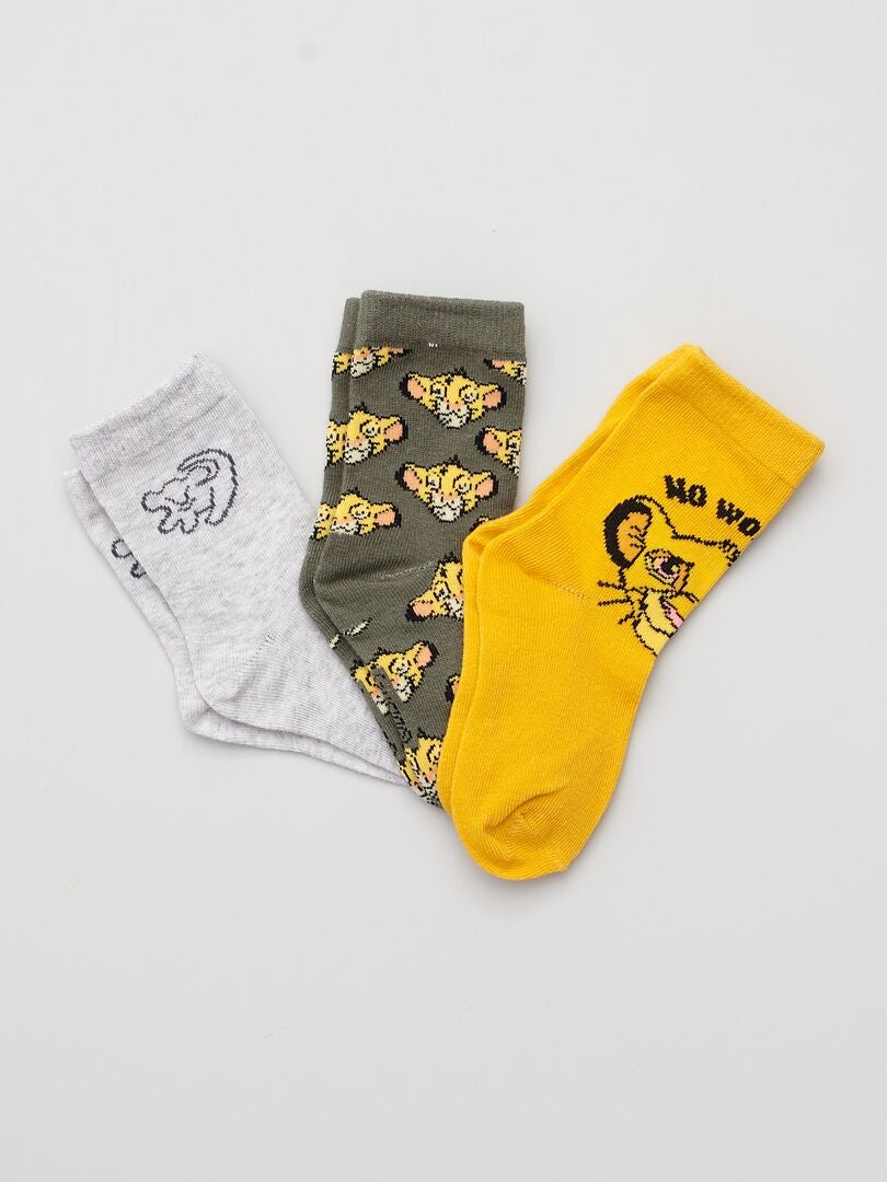 Pack de 3 pares de calcetines 'El Rey León' amarillo/gris - Kiabi