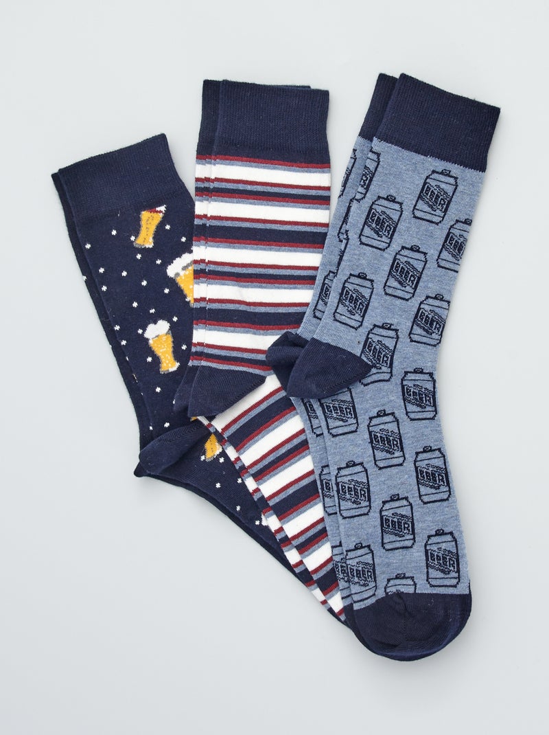 Pack de 3 pares de calcetines estampado 'cerveza' BEIGE - Kiabi
