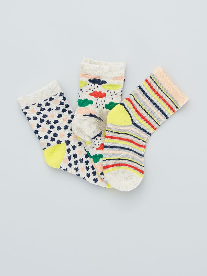 Pack de 3 pares de calcetines estampados BEIGE - Kiabi