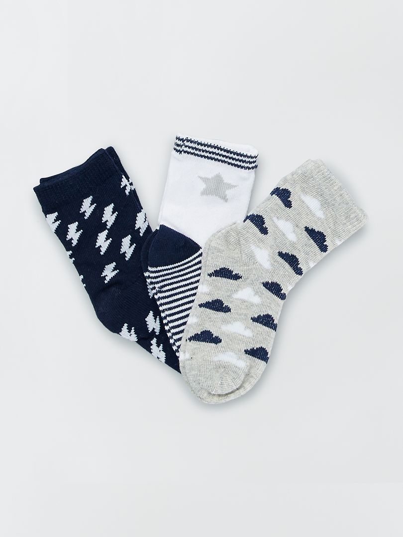 Pack de 3 pares de calcetines estampados BEIGE - Kiabi