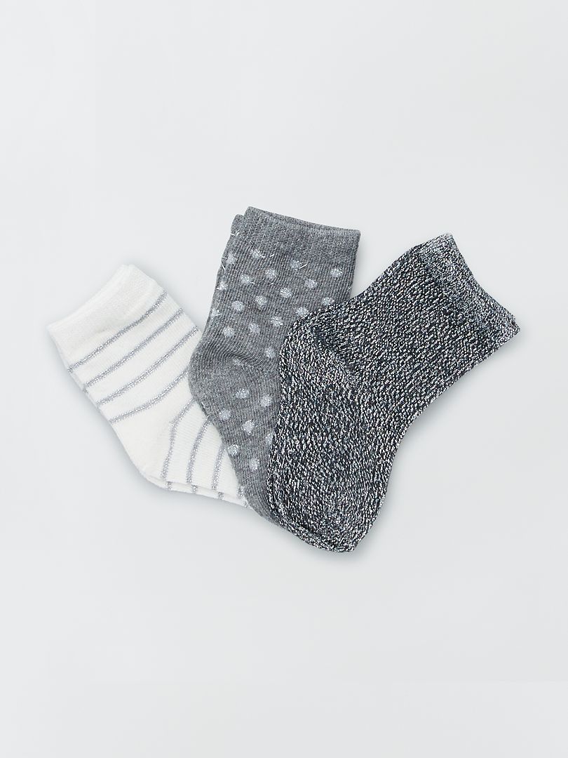 Pack de 3 pares de calcetines estampados gris - Kiabi