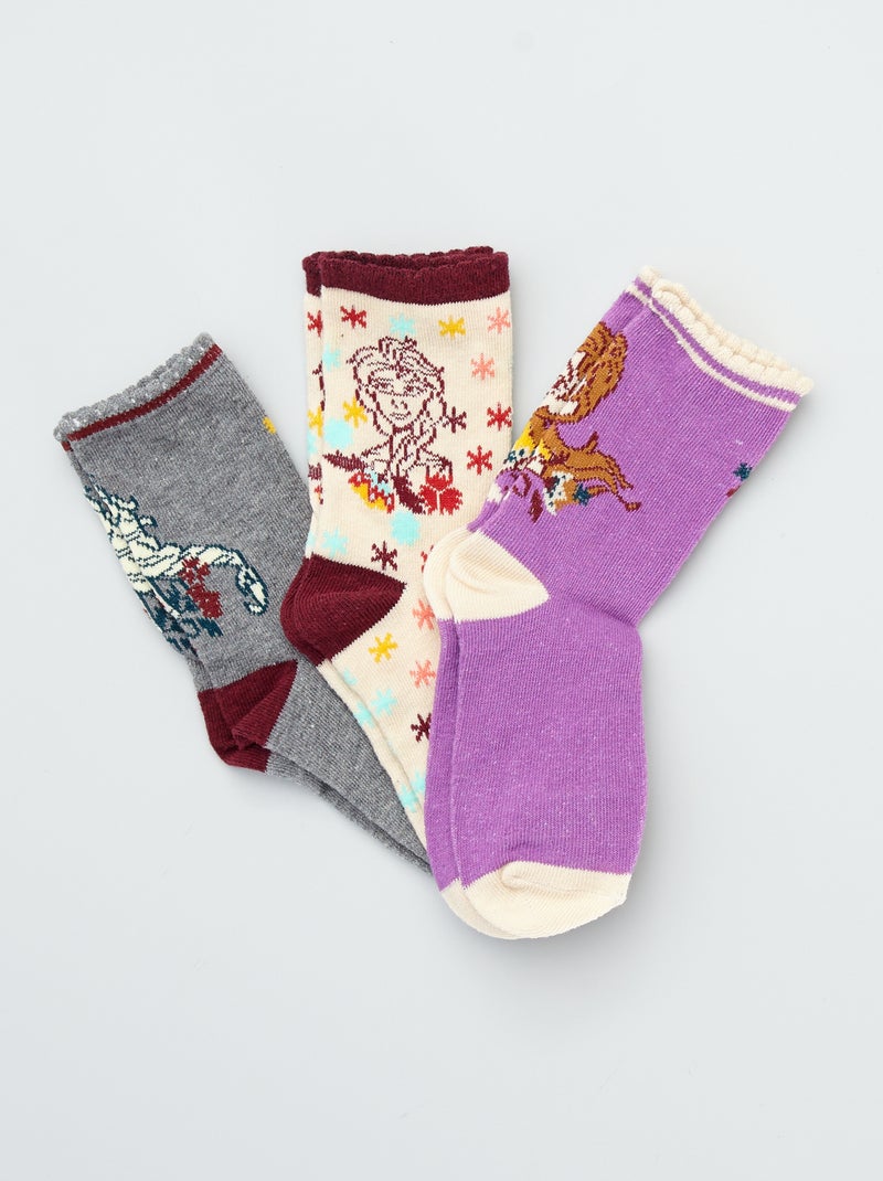 Pack de 3 pares de calcetines 'Frozen' gris/beige - Kiabi