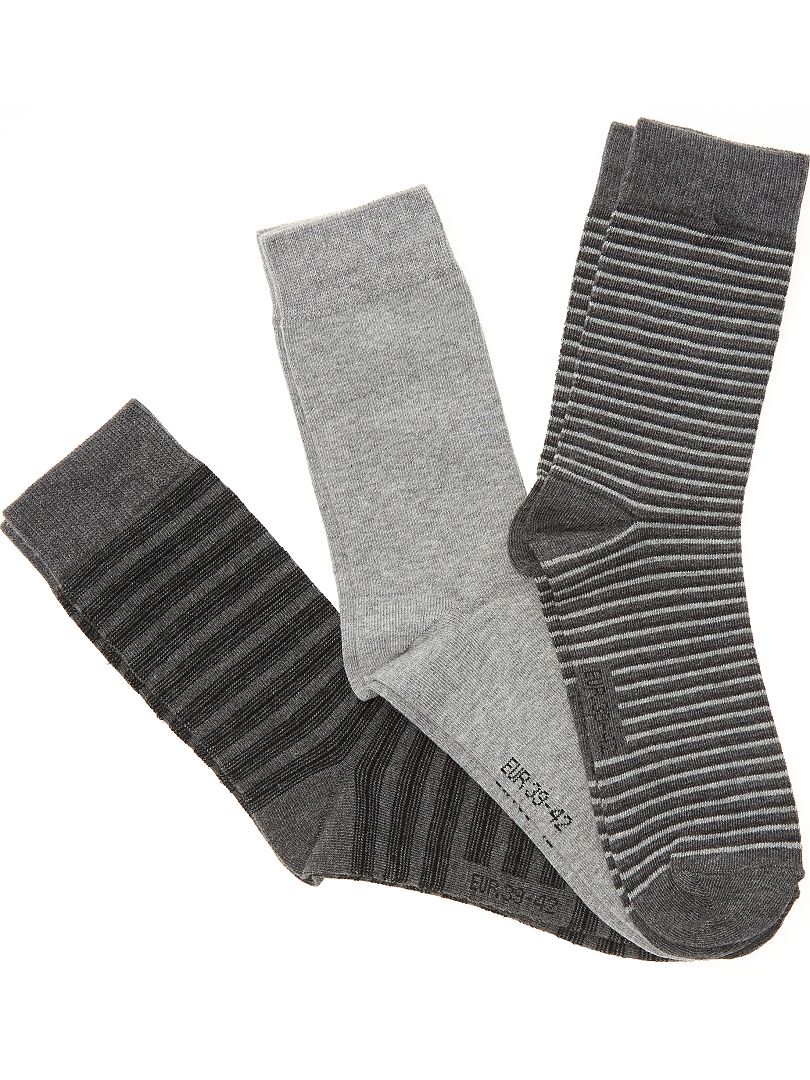 Pack de 3 pares de calcetines GRIS - Kiabi