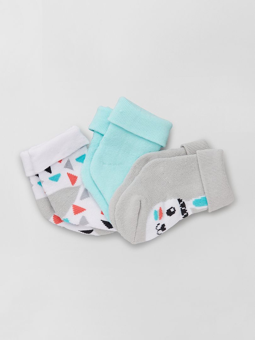 Pack de 3 pares de calcetines gris/blanco - Kiabi