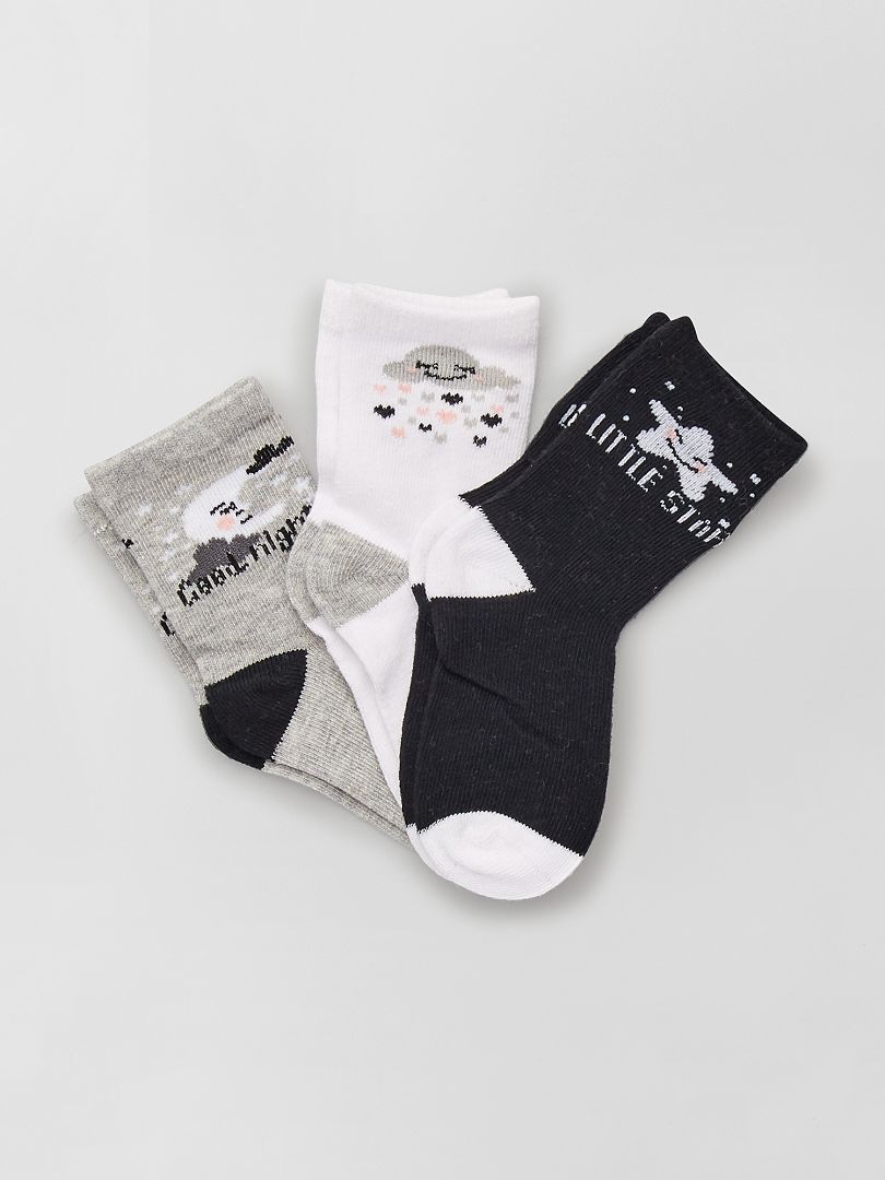Pack de 3 pares de calcetines gris/negro - Kiabi