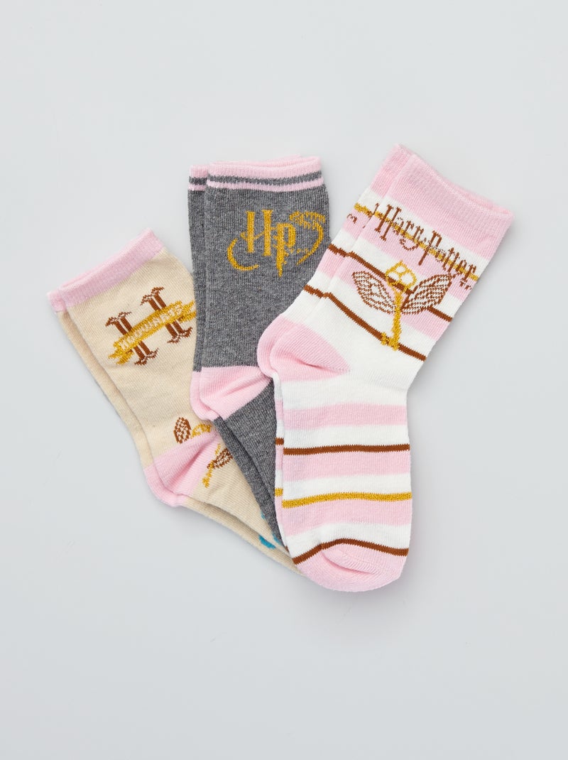 Pack de 3 pares de calcetines 'Harry Potter' gris/rosa - Kiabi