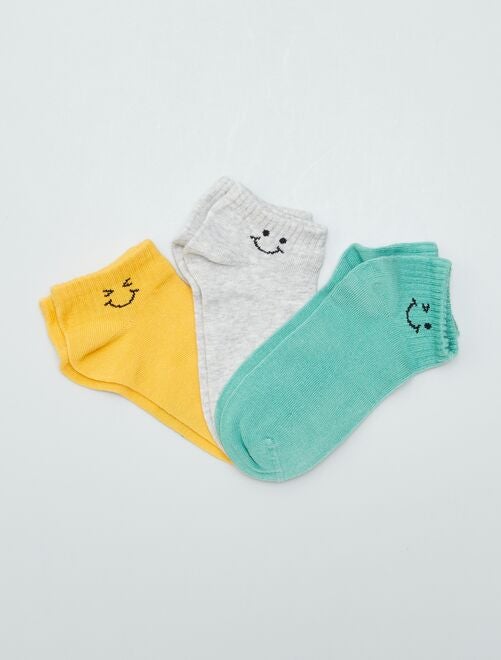 Pack de 3 pares de calcetines invisibles con smiley - Kiabi