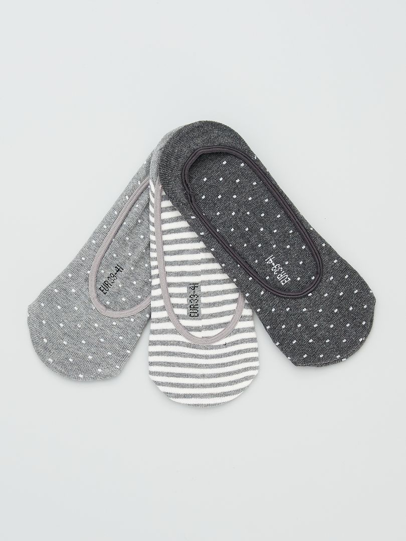 Pack de 3 pares de calcetines invisibles GRIS - Kiabi
