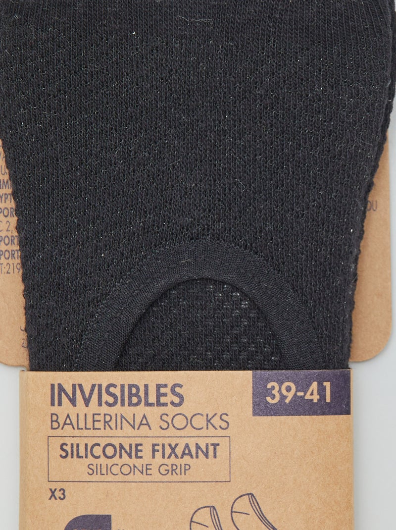 Pack de 3 pares de calcetines invisibles negro - Kiabi