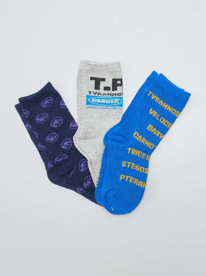 Pack de 3 pares de calcetines 'Jurassic World' AZUL - Kiabi