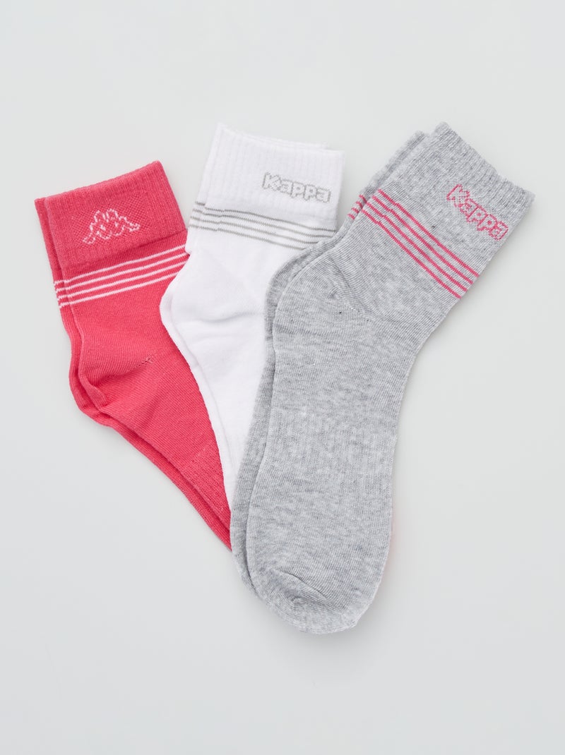 Pack de 3 pares de calcetines 'Kappa' rosa/blanco - Kiabi