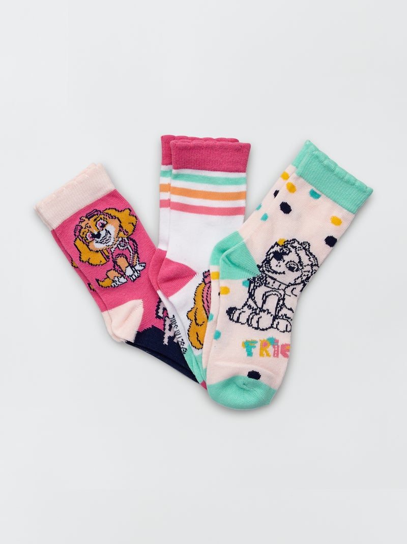 Pack de 3 pares de calcetines 'La Patrulla Canina' rosa/blanco - Kiabi