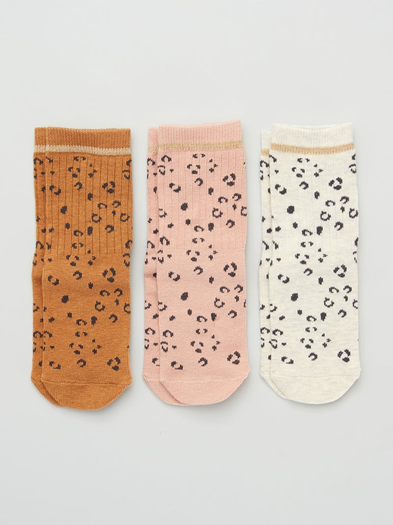 Pack de 3 pares de calcetines 'leopardo' MARRON - Kiabi