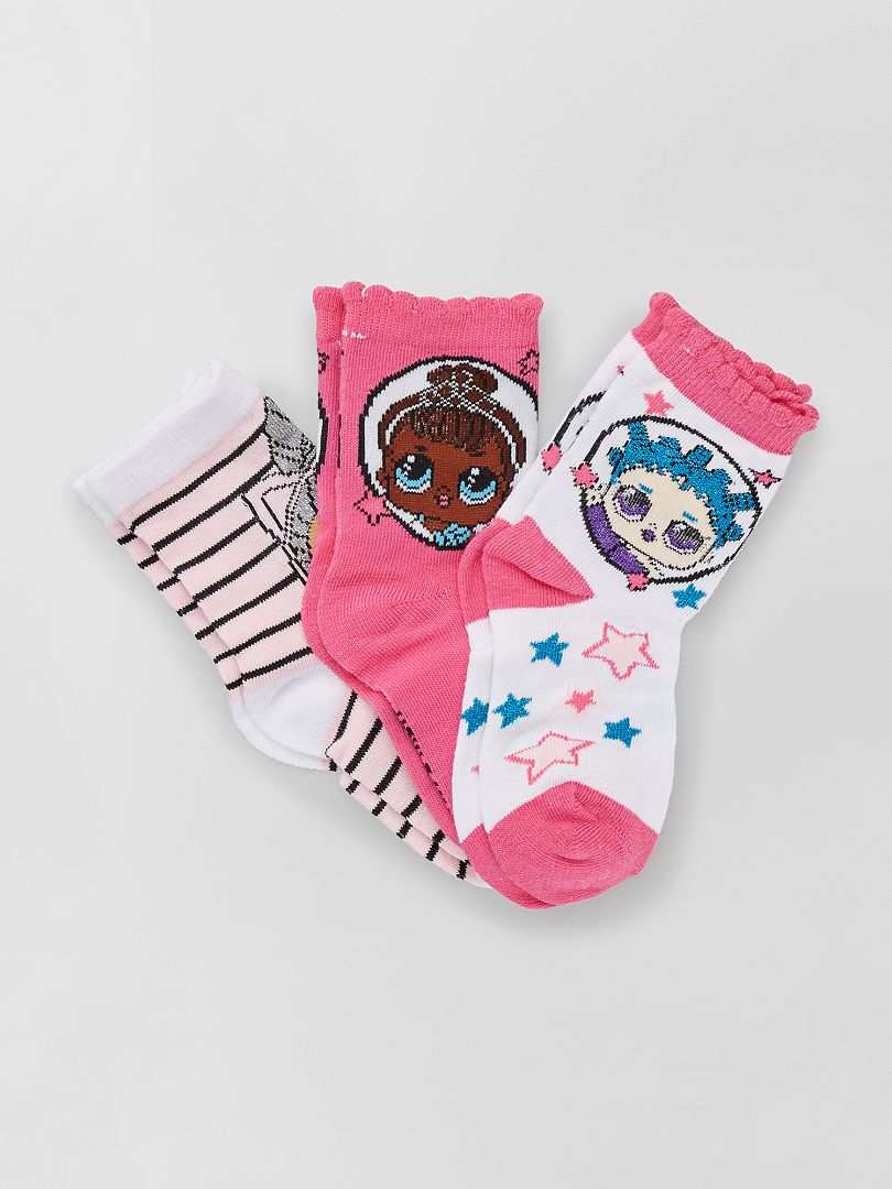 Pack de 3 pares de calcetines 'LOL Surprise' rosa/blanco - Kiabi