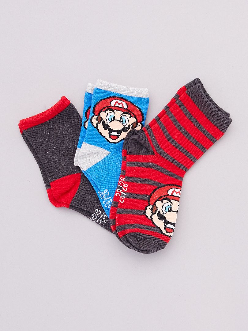 Pack de 3 pares de calcetines 'Mario' ROJO - Kiabi