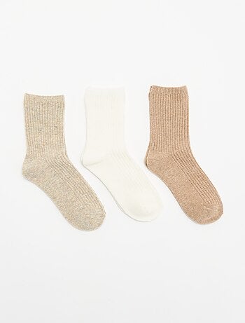 Pack de 3 pares de calcetines medios lisos