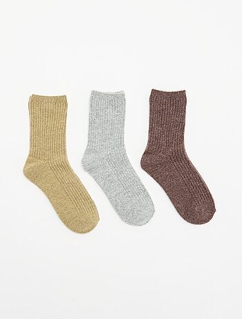 Pack de 3 pares de calcetines medios lisos