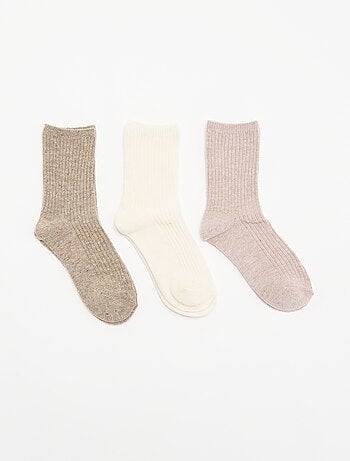 Pack de 3 pares de calcetines medios lisos