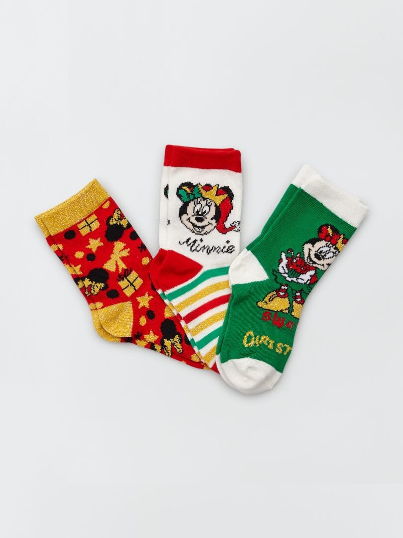 Pack de 3 pares de calcetines 'Mickey' blanco a rayas - Kiabi