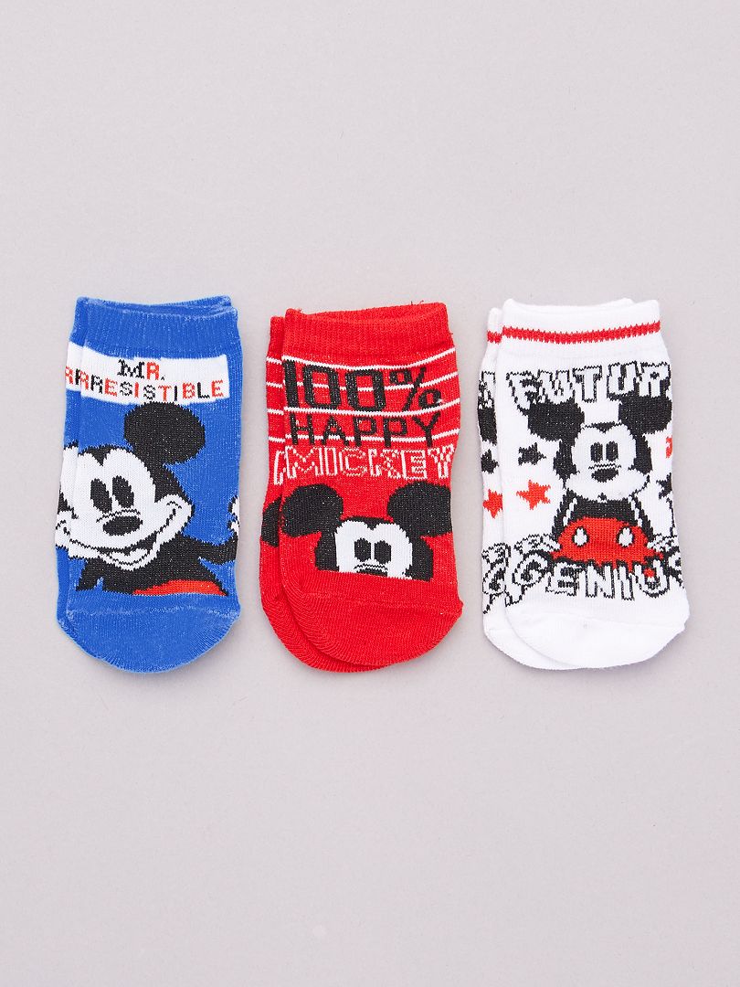 Pack de 3 pares de calcetines 'Mickey' 'Disney' blanco/azul/rojo - Kiabi