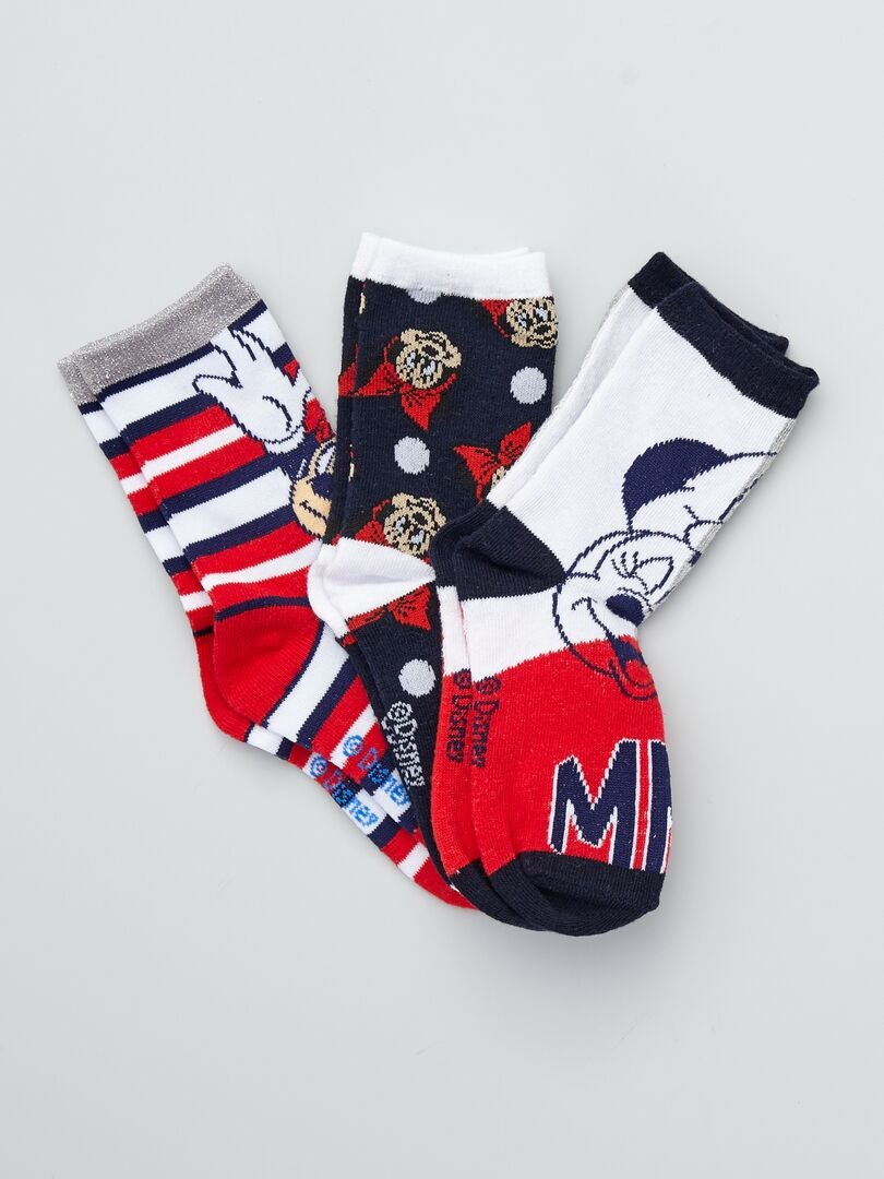 Pack de 3 pares de calcetines 'Minnie' azul/rojo - Kiabi
