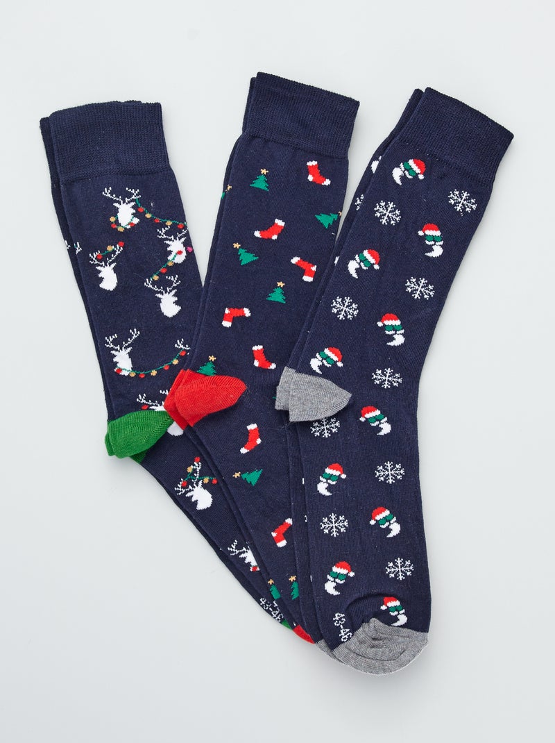Pack de 3 pares de calcetines 'Navidad' azul marino - Kiabi