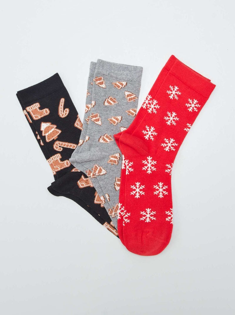 Pack de 3 pares de calcetines 'Navidad' GRIS - Kiabi