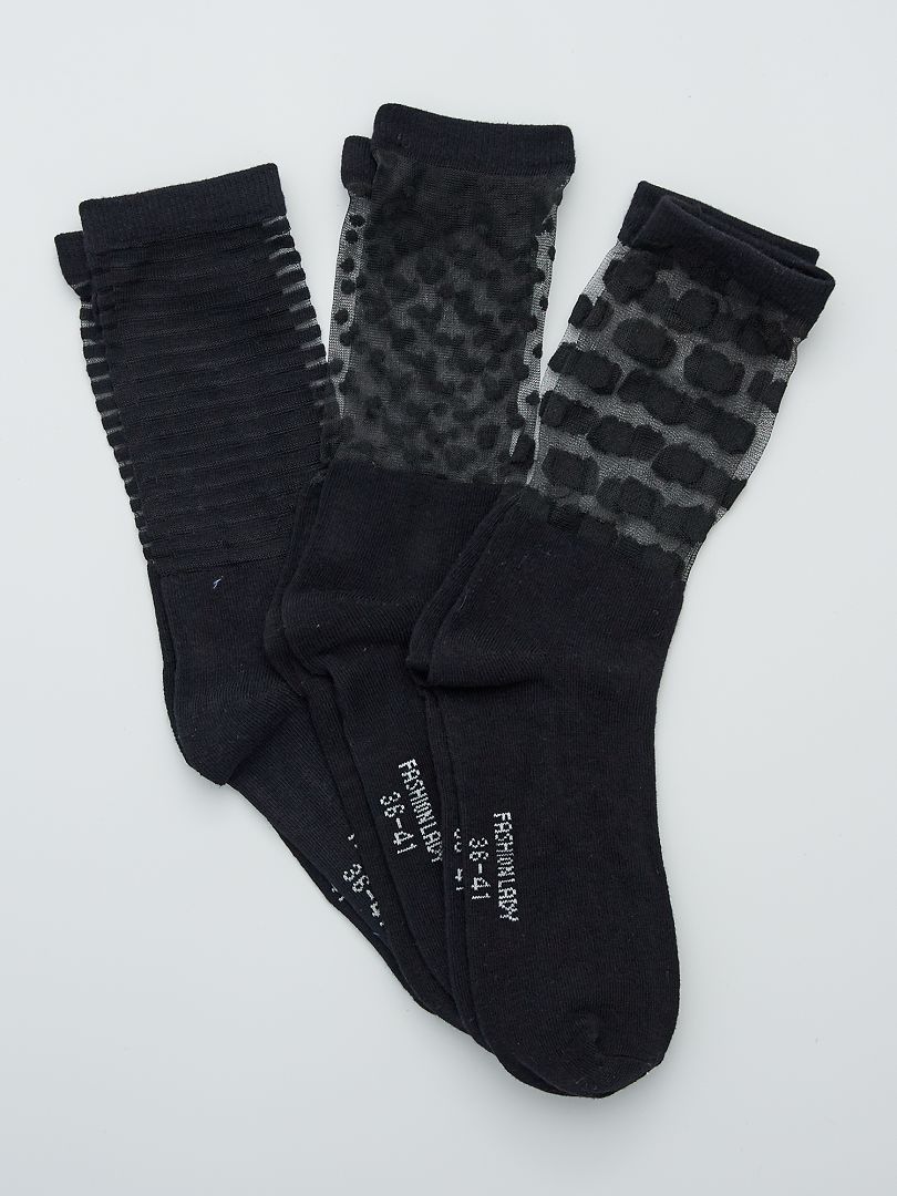 Pack de 3 pares de calcetines negro - Kiabi