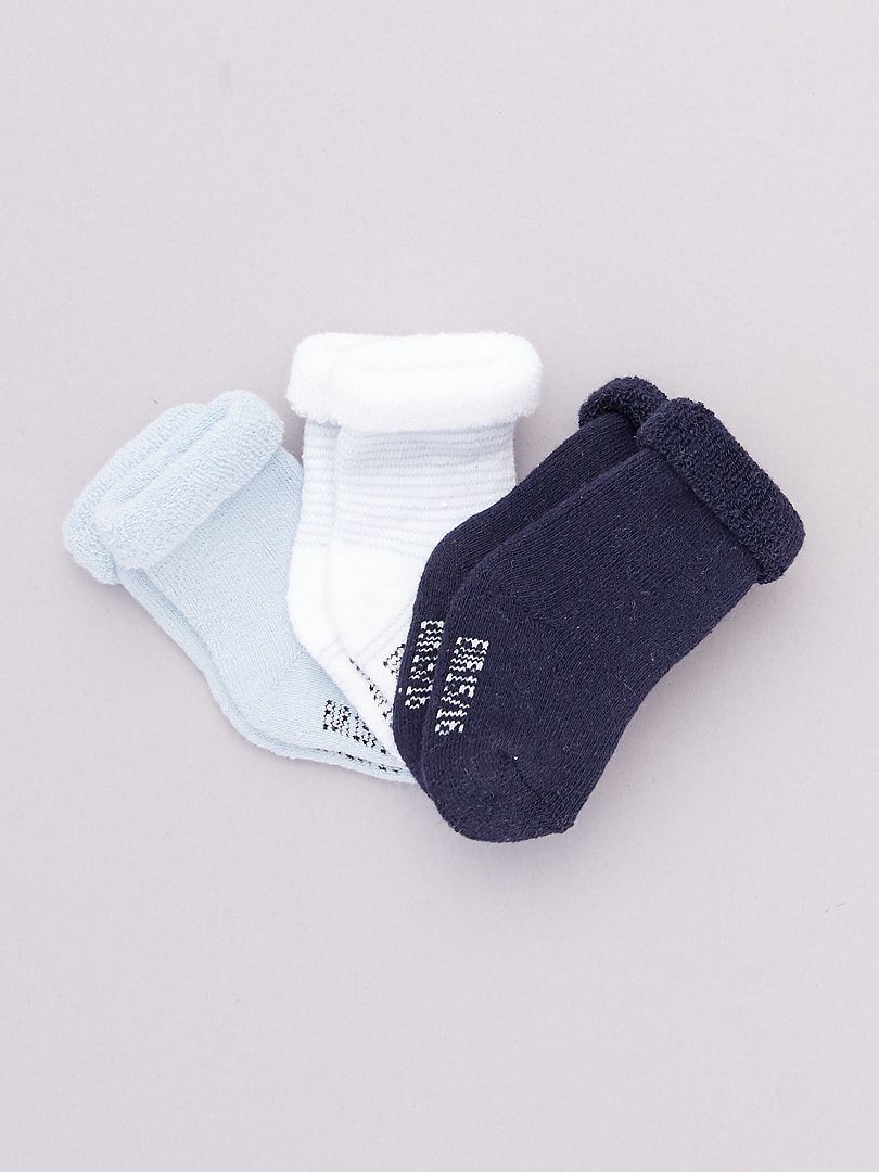 Pack de 3 pares de calcetines para bebé AZUL - Kiabi