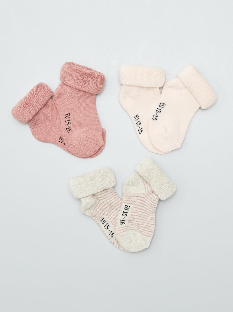 Pack de 3 pares de calcetines para recién nacido ROSA - Kiabi
