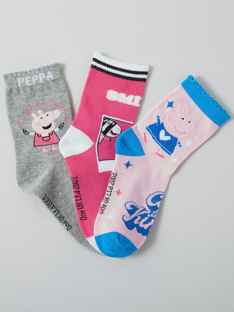 Pack de 3 pares de calcetines 'Peppa Pig'  Chaussettes, Peppa pig,  Collection de chaussures