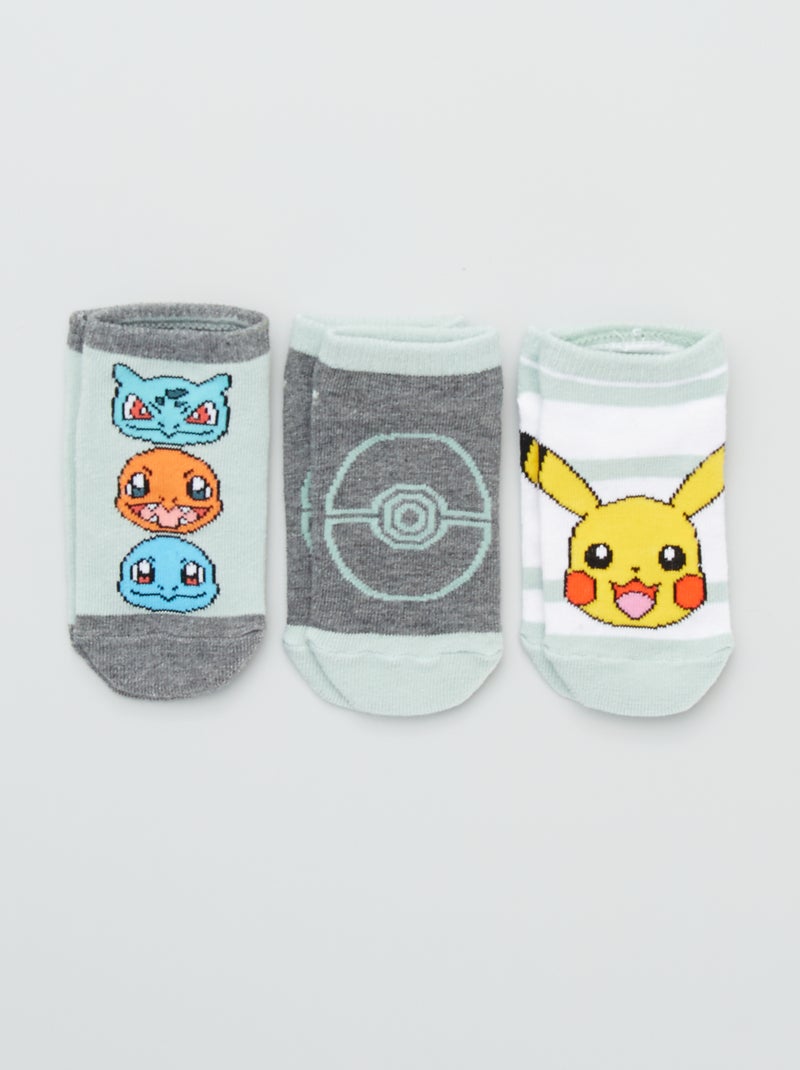 Pack de 3 pares de calcetines 'Pokémon' GRIS - Kiabi