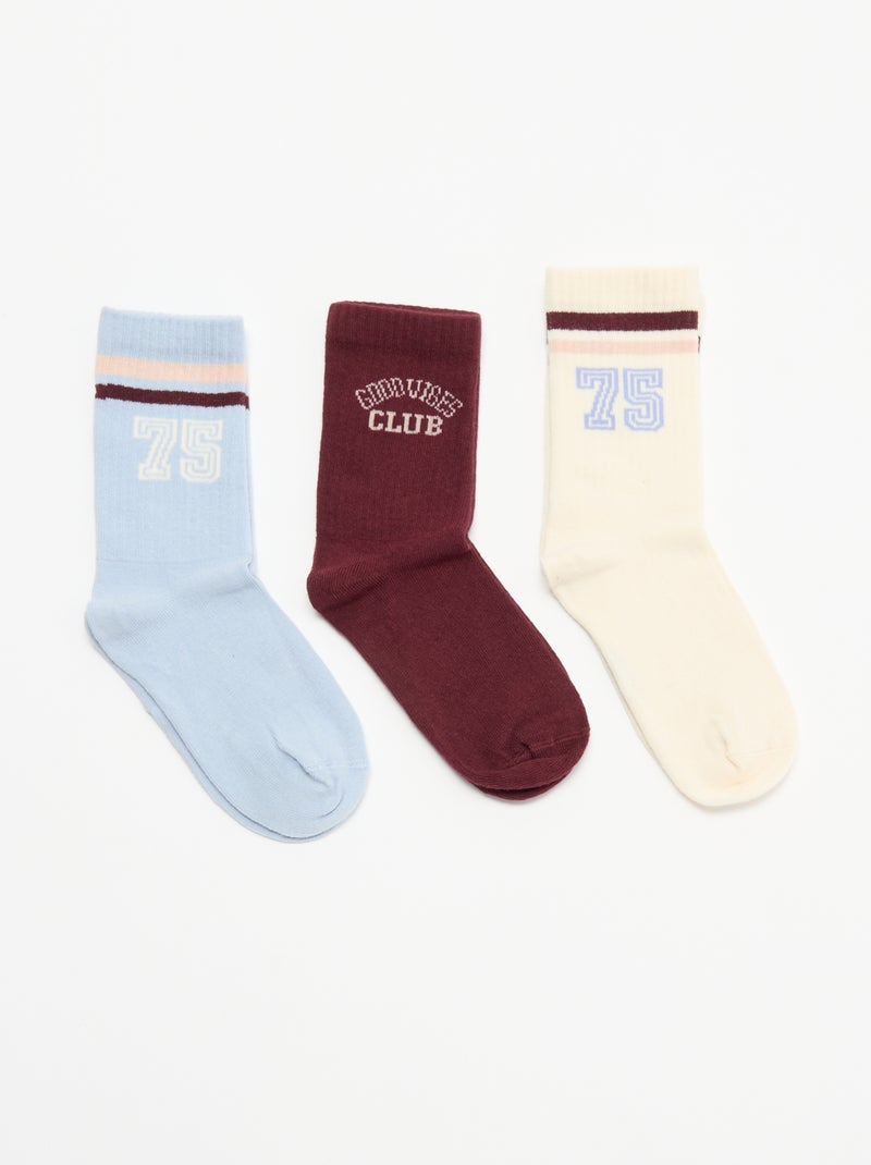 Pack de 3 pares de calcetines Rojo - Kiabi