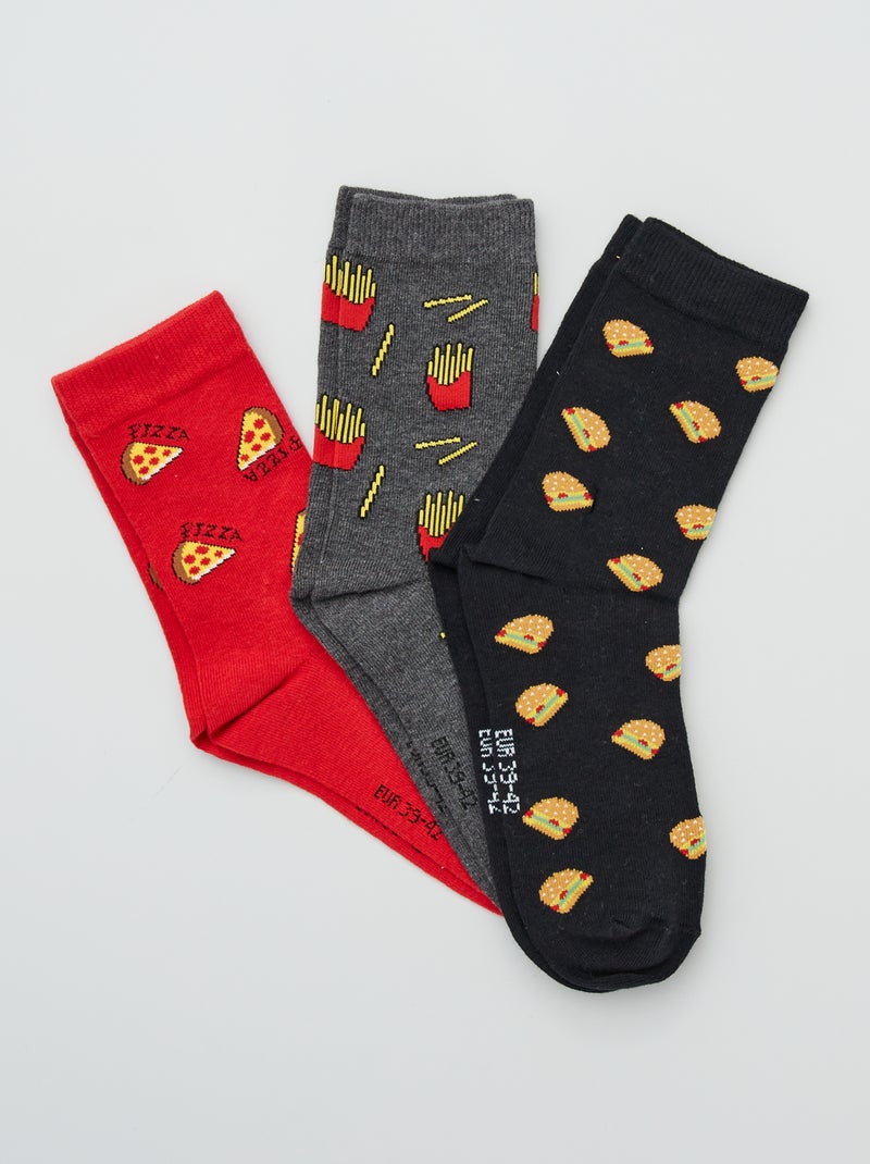Pack de 3 pares de calcetines ROJO - Kiabi
