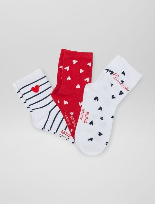 Pack de 3 pares de calcetines 'San Valentín' - Kiabi