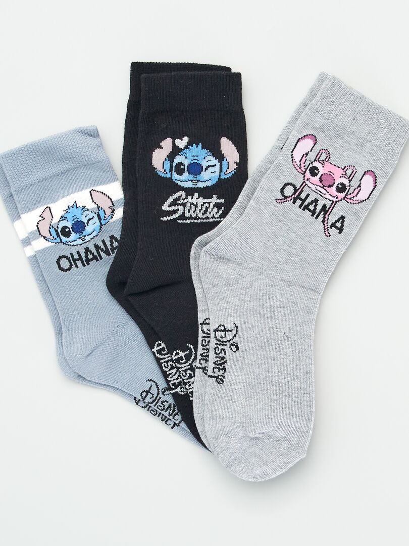 Pack de 3 pares de calcetines 'Stitch' NEGRO - Kiabi