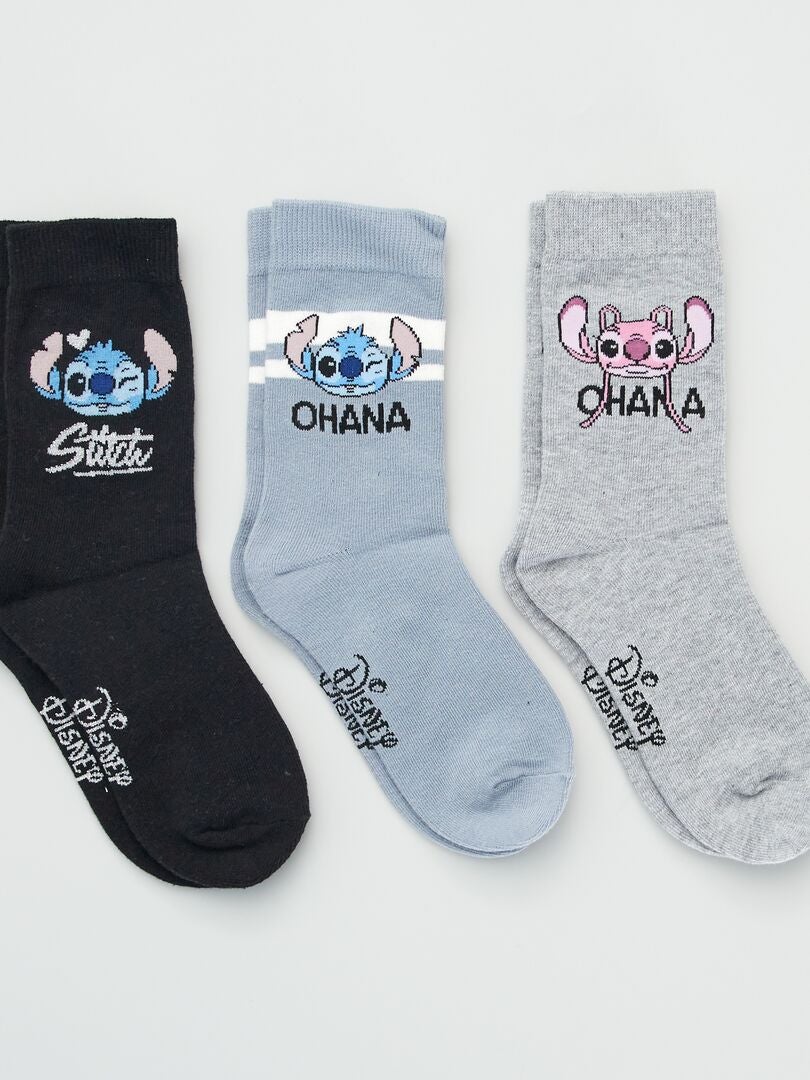Pack de 3 pares de calcetines 'Stitch' NEGRO - Kiabi